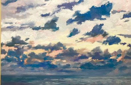 Sunset lake, inspired by Montenegro sky, oil on canvas, 24x30, 2017 - Douglas Edwards