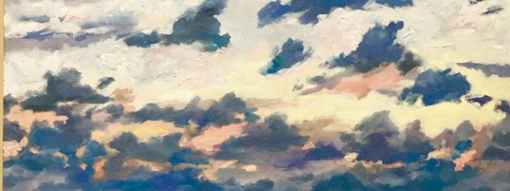 Sunset lake, inspired by Montenegro sky, oil on canvas, 24x30, 2017 - Douglas Edwards