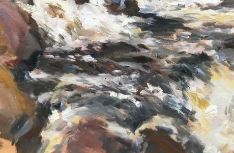 Muskoka waterfall, oil on board, 16x20, 2017 - Douglas Edwards