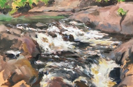 Muskoka waterfall, oil on board, 16x20, 2017 - Douglas Edwards