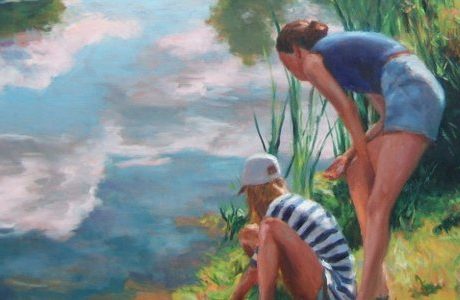 Catching frogs, 40x36 - Douglas Edwards